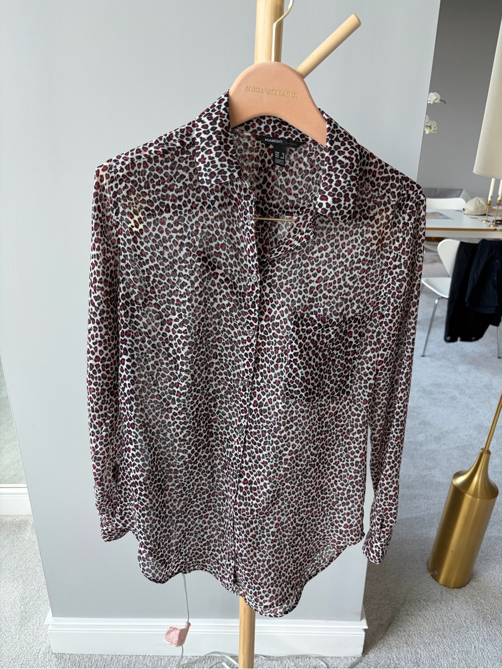 Mango Button-Down Shirt Animal Print